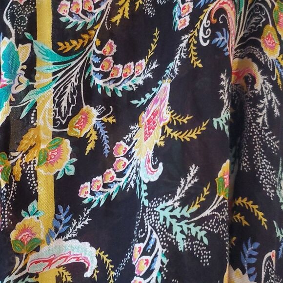 LOFT SCARF WRAP FLORAL PRINT BLACK PINK GOLD AQUA LIGHTWEIGHT - Picture 3 of 11